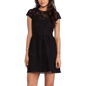 Dolce Vita Black Lace Appliqué Cap Sleeve Dress S